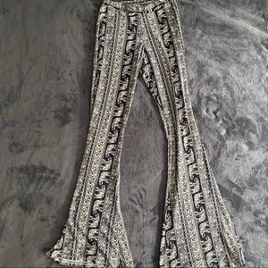 Black and white patterned flare pants